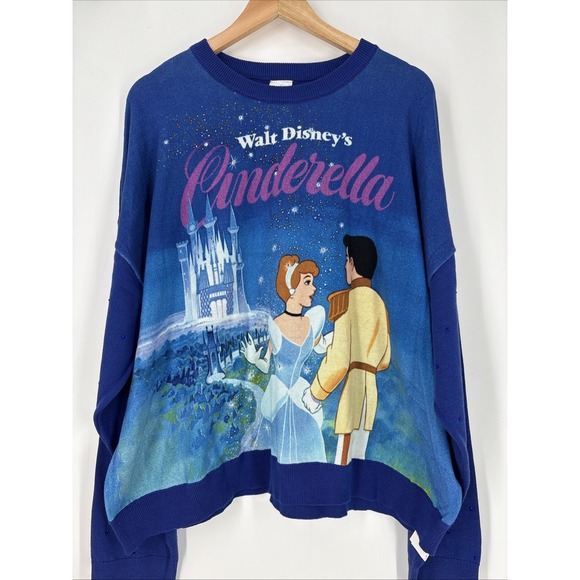 Disney Sweaters - Disney Parks Cinderella 75th Anniversary Knit Sweater Blue Crystals Sz 1X NWT